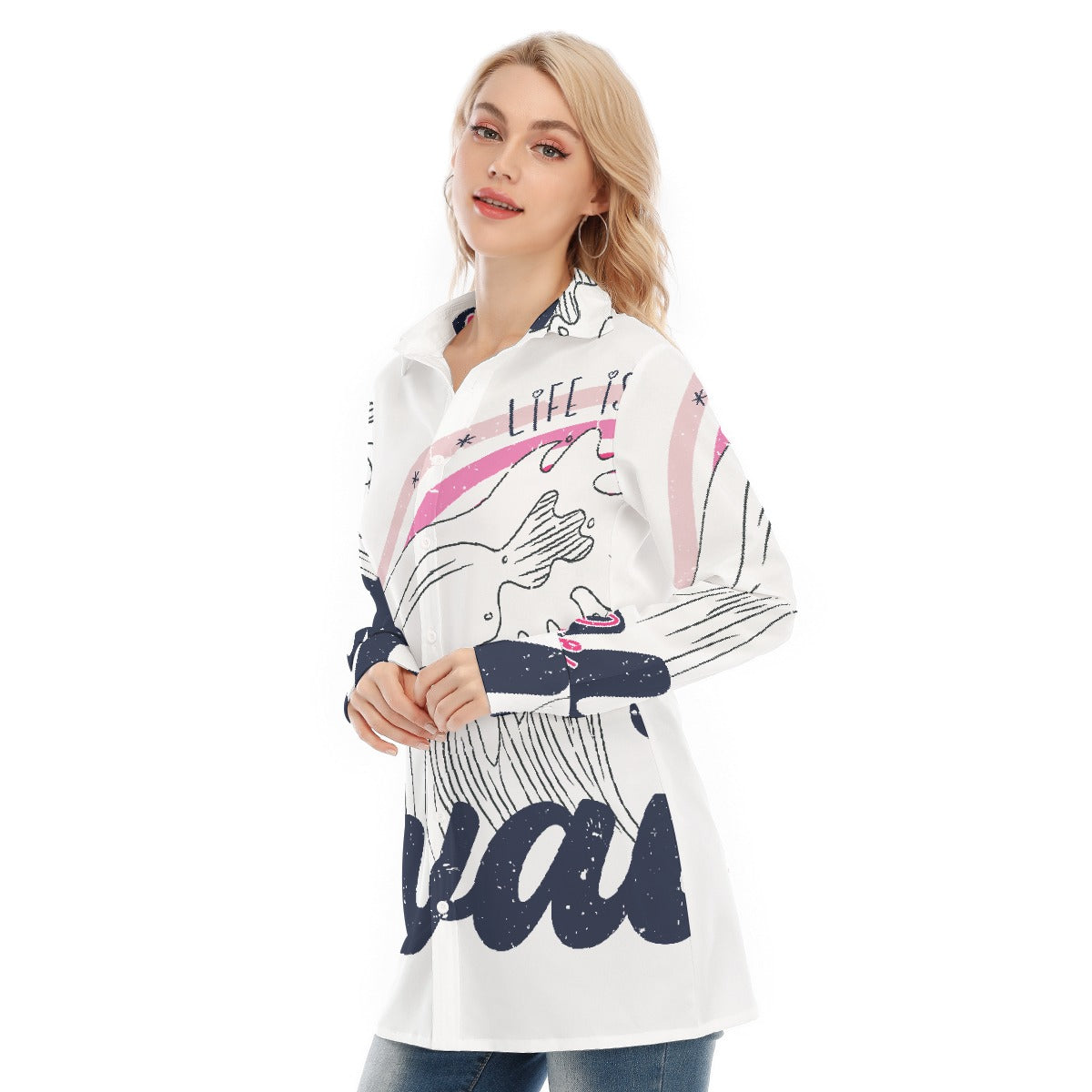 All-Over Print Women's Long Shirt