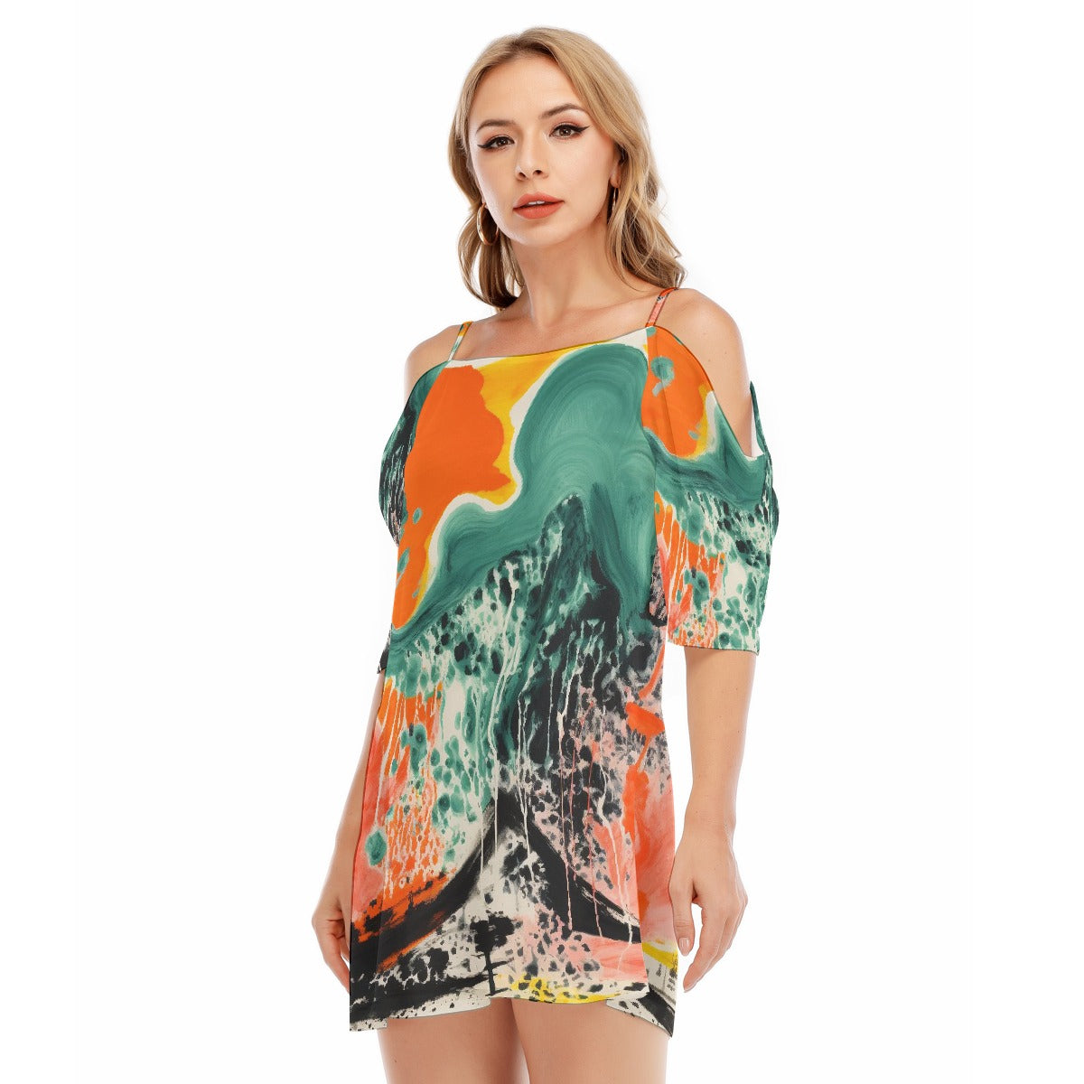 All-Over Print Women's Off-shoulder Cami Dress