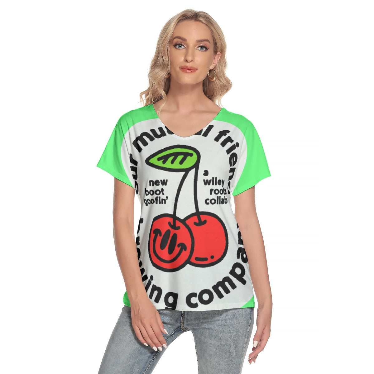 All-Over Print Women's Loose V-neck Short Sleeve T-shirt