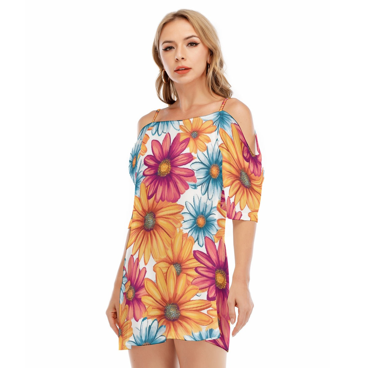 All-Over Print Women's Off-shoulder Cami Dress