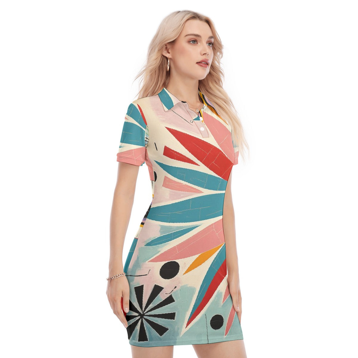 All-Over Print Women's Polo Collar Dress