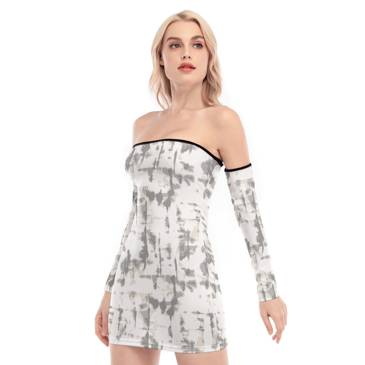 All-Over Print Women's Off-shoulder Back Lace-up Dress