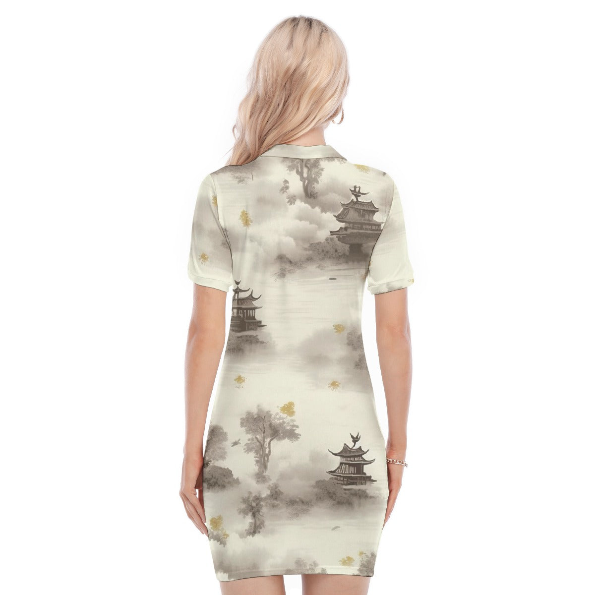 All-Over Print Women's Polo Collar Dress