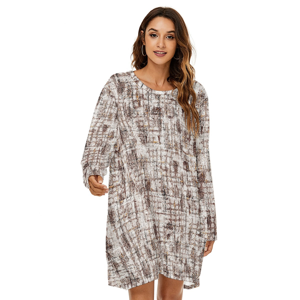 All-Over Print  Women's Loose Crew Neck Dress