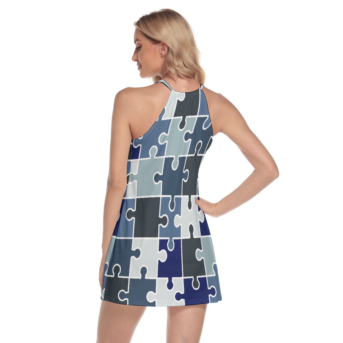 All-Over Print Women's Round Neck Above Knee Dress