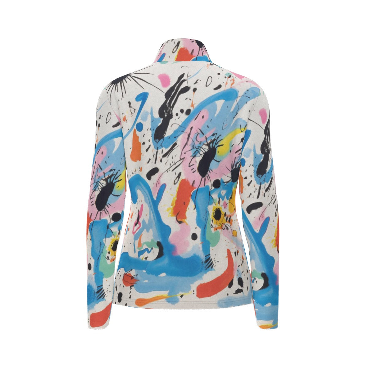 All-Over Print Women's Sports Collar Jersey With Long Sleeve