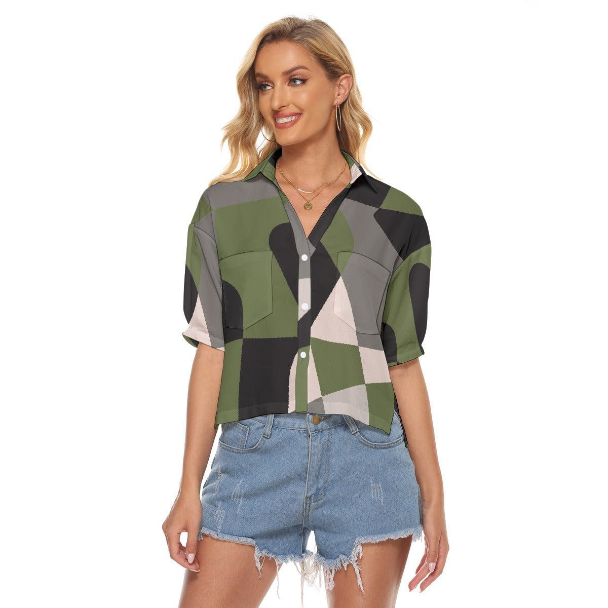 All-Over Print Women's V-neck Shirts