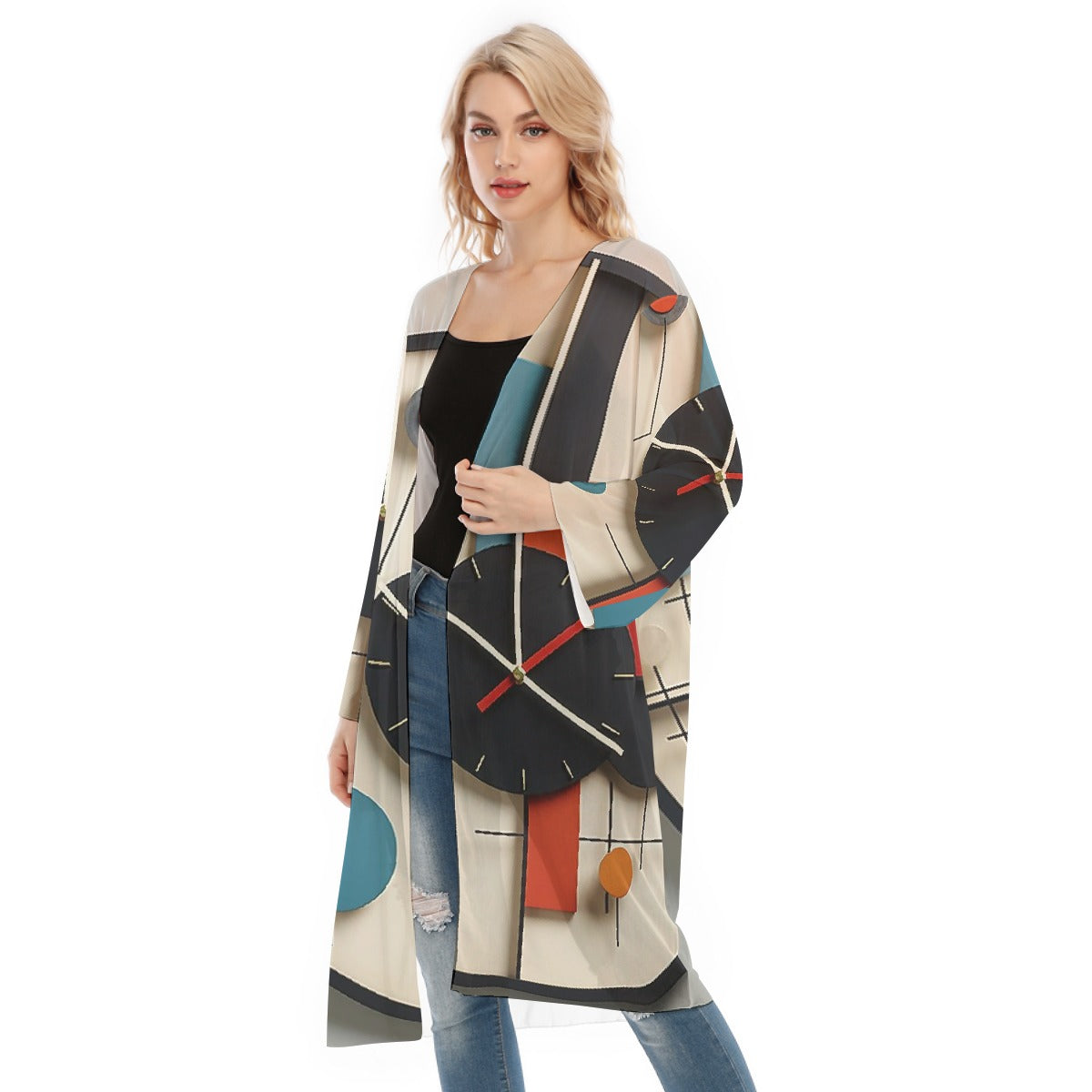 All- Over Print Women's Long Sleeve Mesh Cardigan