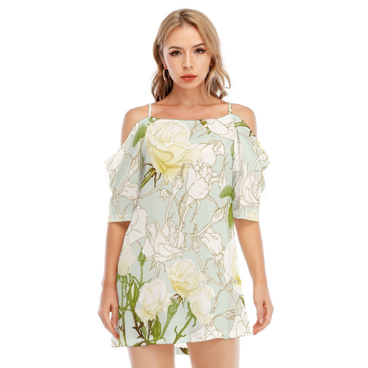 All-Over Print Women's Off-shoulder Cami Dress