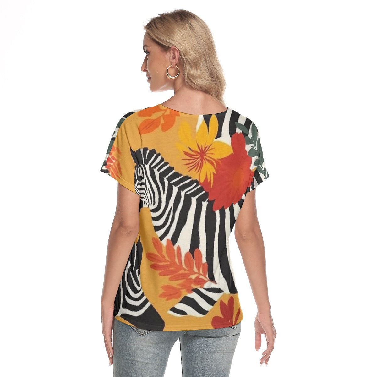 All-Over Print Women's Loose V-neck Short Sleeve T-shirt