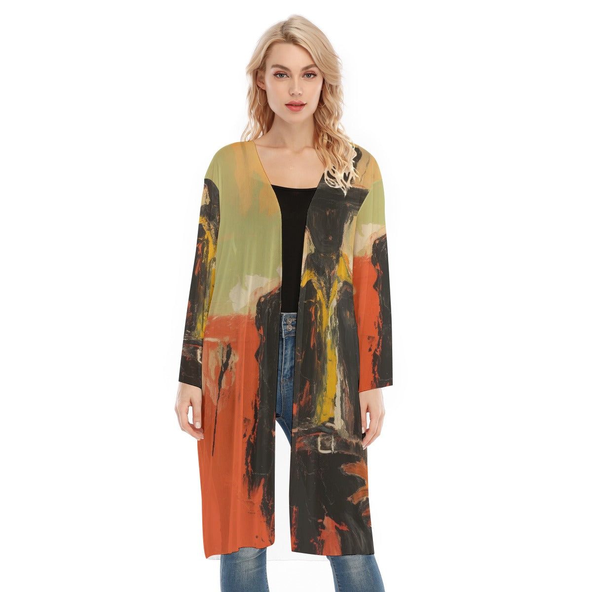 All- Over Print Women's Long Sleeve Mesh Cardigan