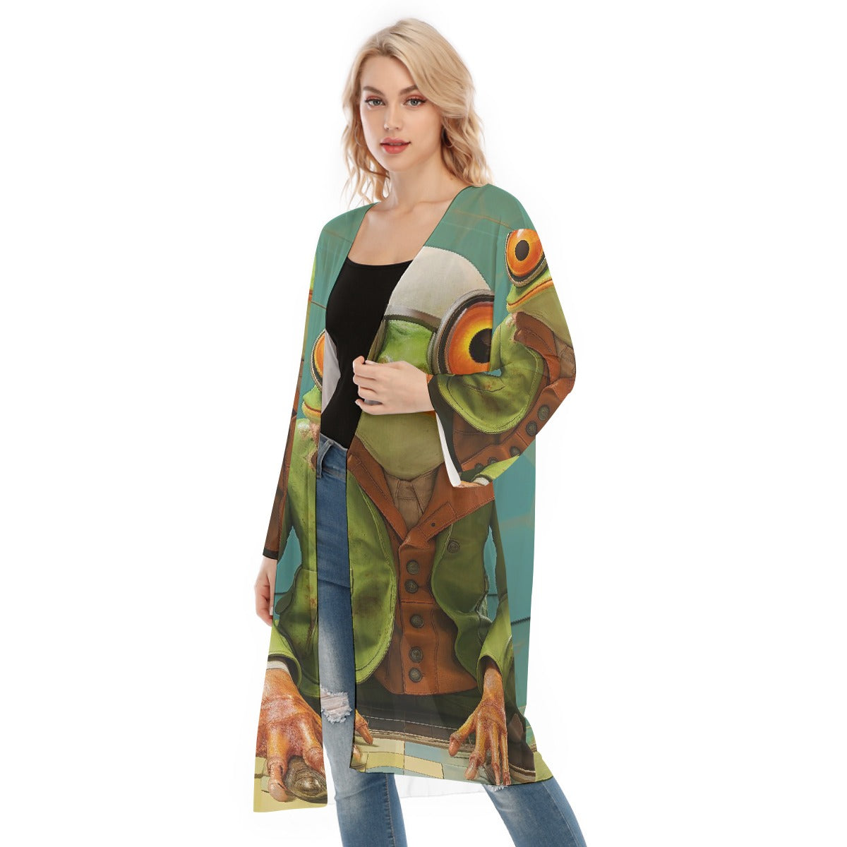 All- Over Print Women's Long Sleeve Mesh Cardigan