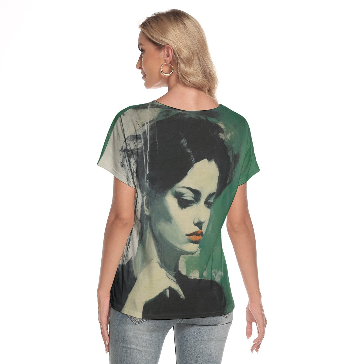 All-Over Print Women's Loose V-neck Short Sleeve T-shirt