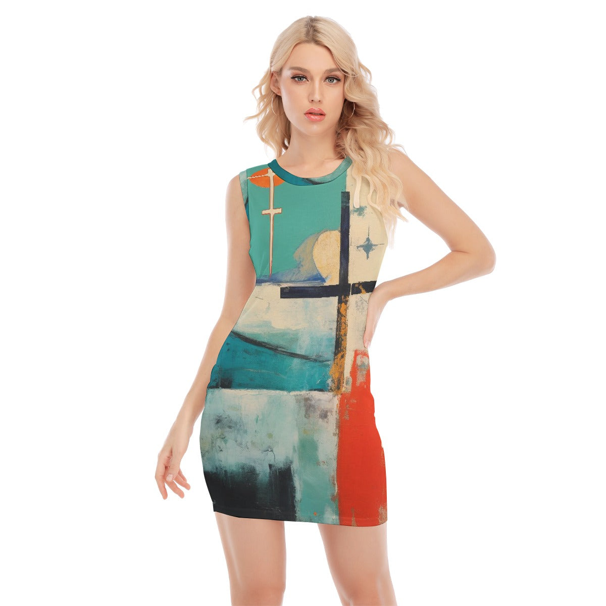 All-Over Print Women's O-neck Sleeveless Hip Skirt