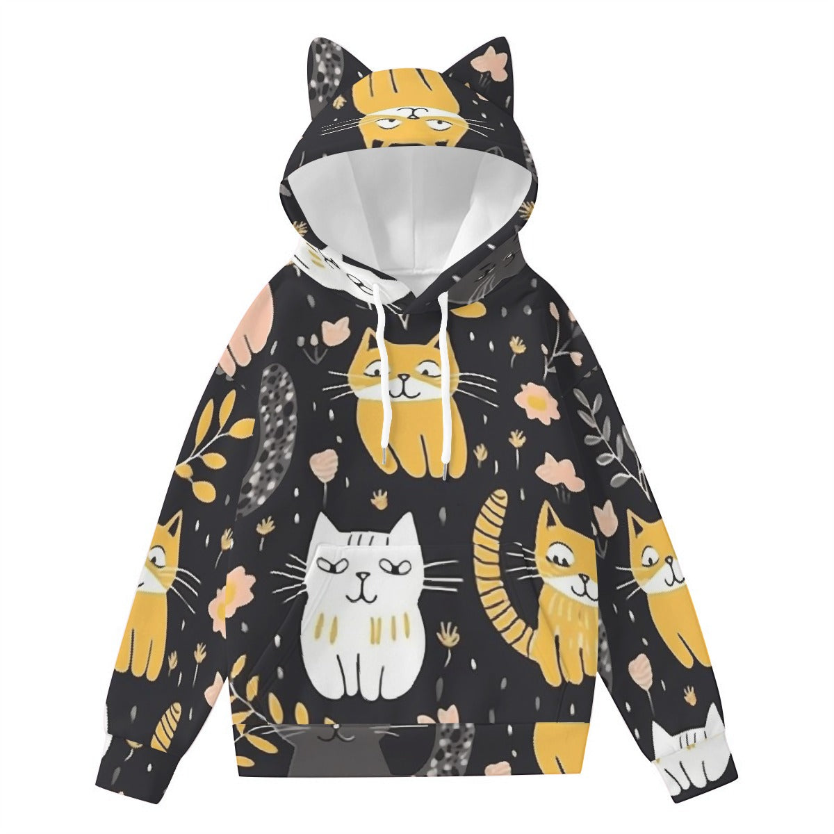 All-Over Print Women’s Hoodie With Decorative Ears