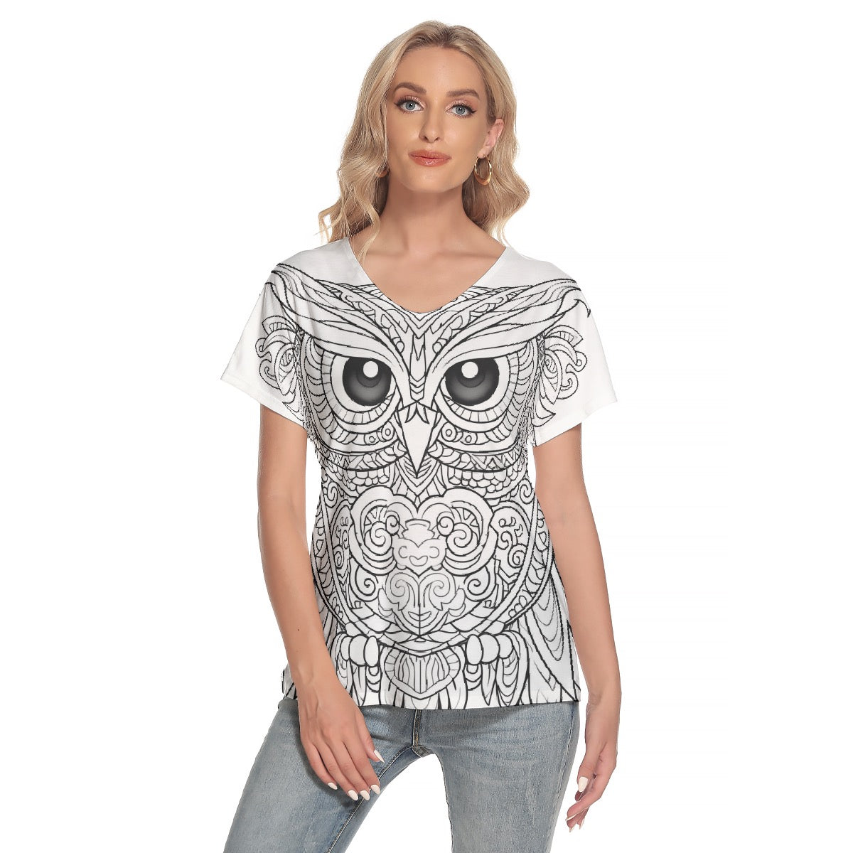 All-Over Print Women's Loose V-neck Short Sleeve T-shirt