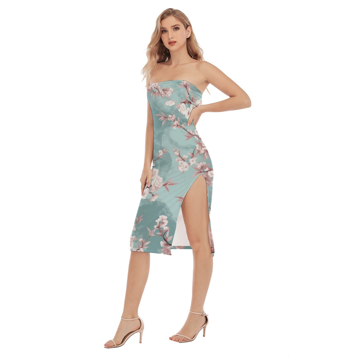 All-Over Print Women's Side Split Tube Top Dress