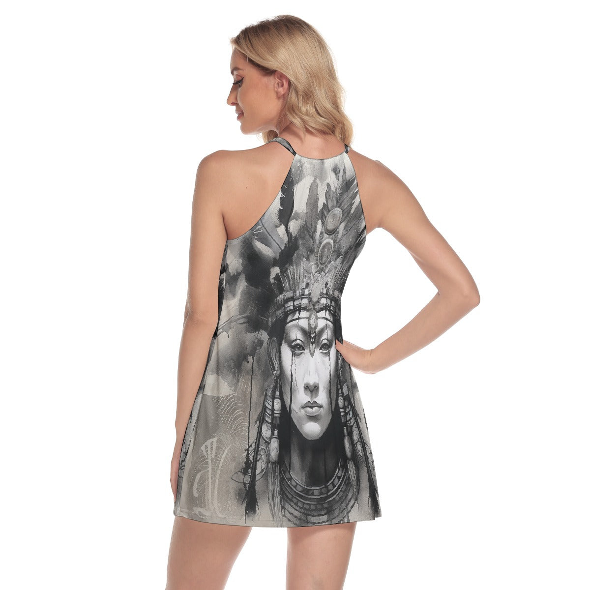 All-Over Print Women's Round Neck Above Knee Dress