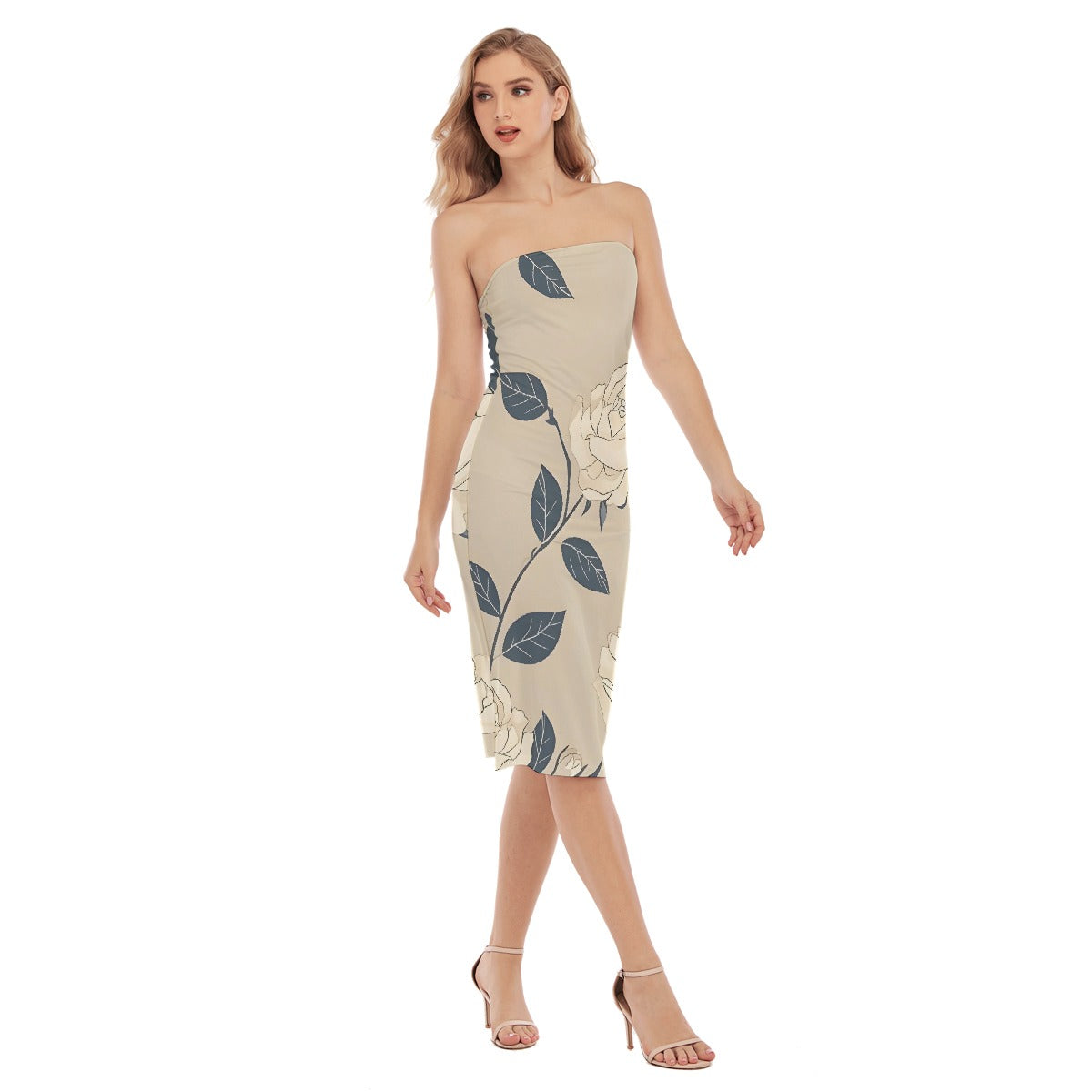 All-Over Print Women's Side Split Tube Top Dress