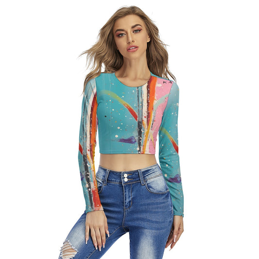 All-Over Print Women's Round Neck Crop Top T-Shirt