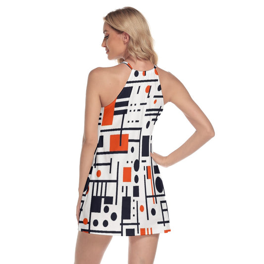 All-Over Print Women's Round Neck Above Knee Dress