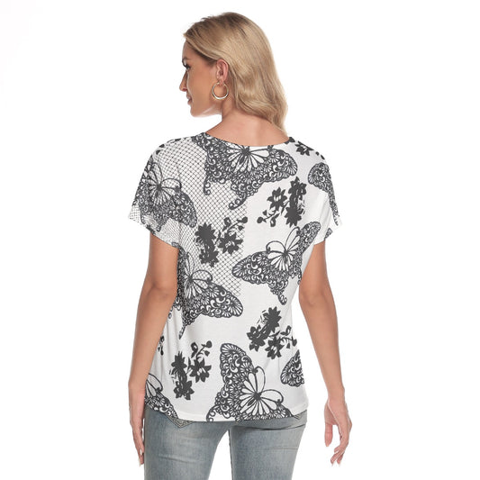 All-Over Print Women's Loose V-neck Short Sleeve T-shirt