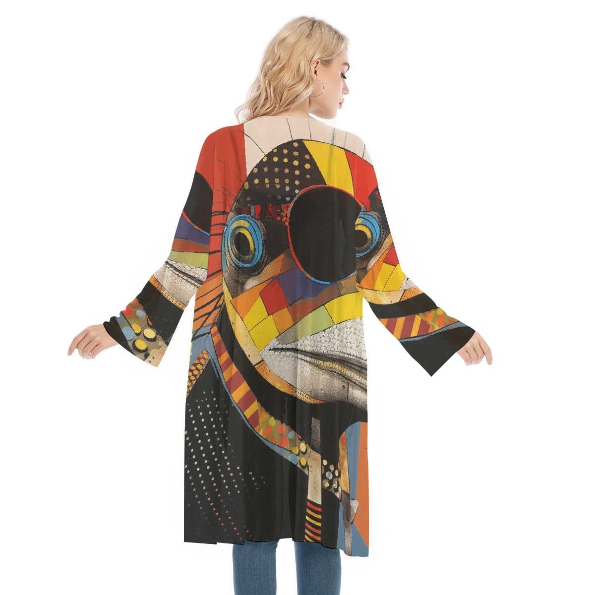 All- Over Print Women's Long Sleeve Mesh Cardigan