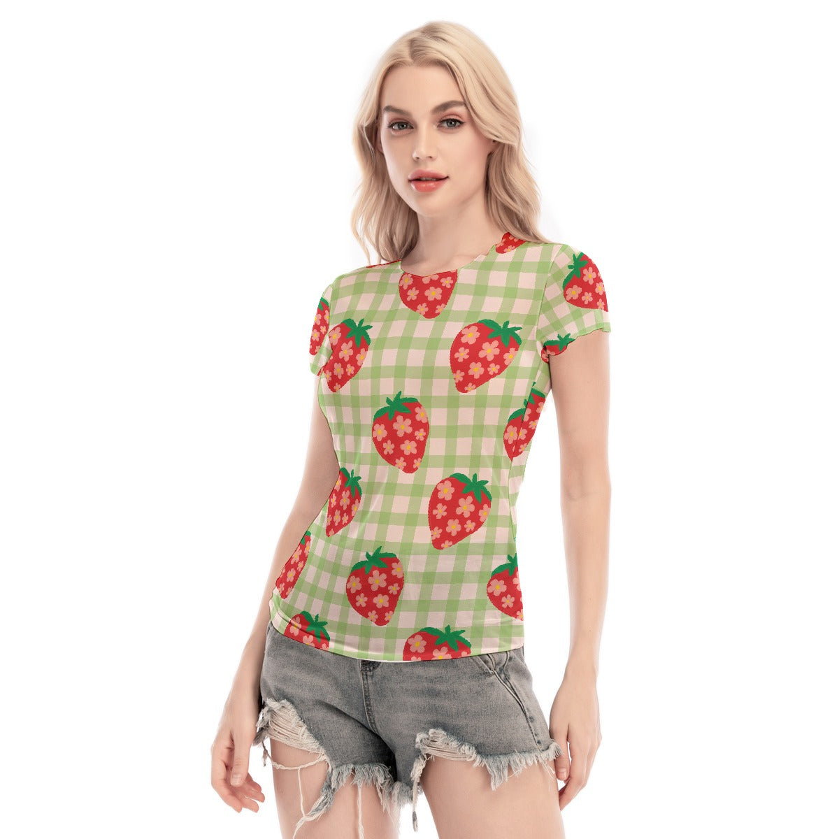 All-Over Print Women's Short Sleeve Mesh Blouse