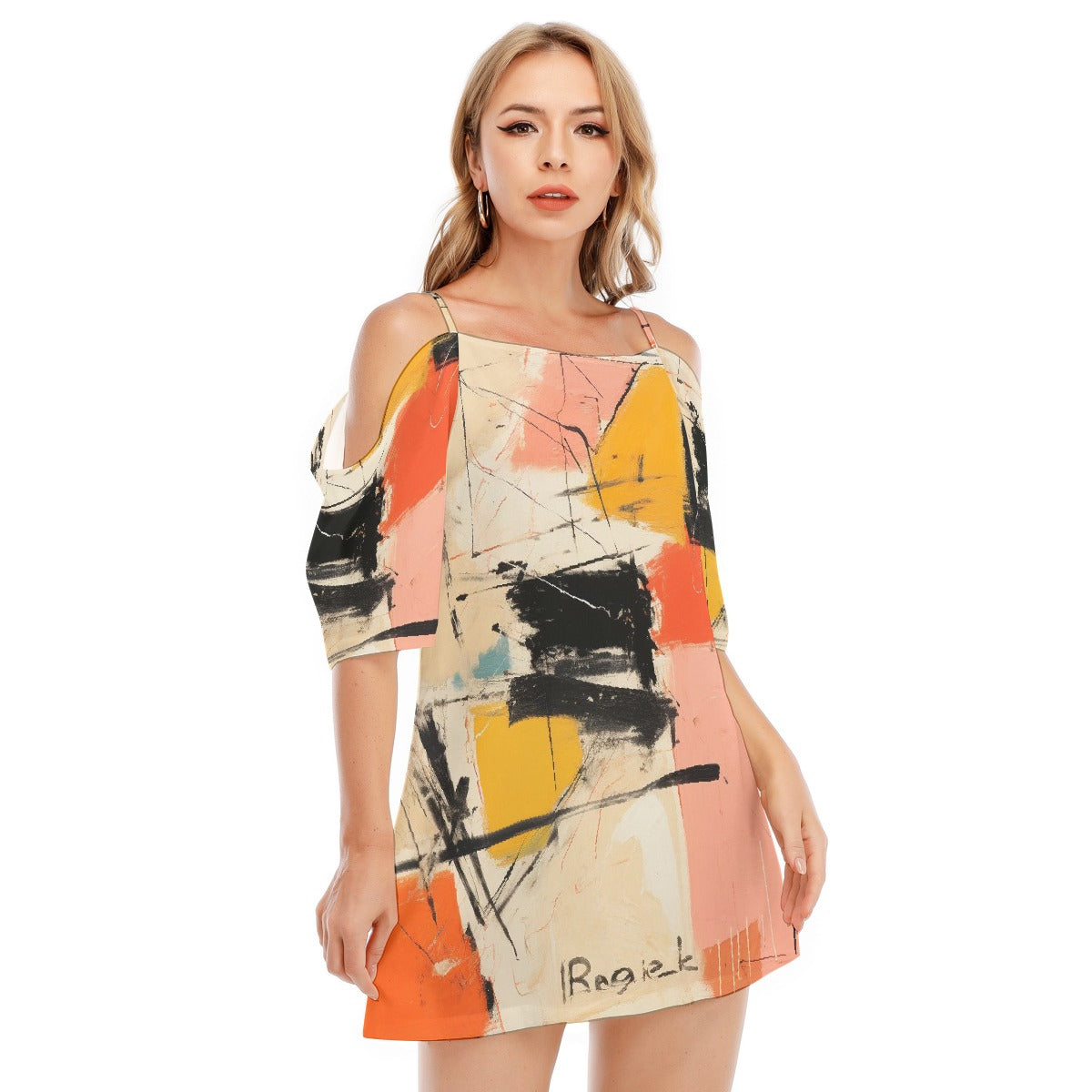 All-Over Print Women's Off-shoulder Cami Dress