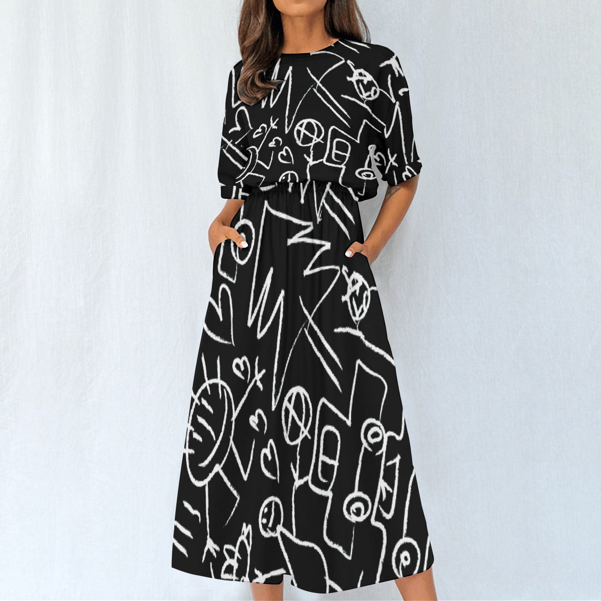 All-Over Print Women's Elastic Waist Dress