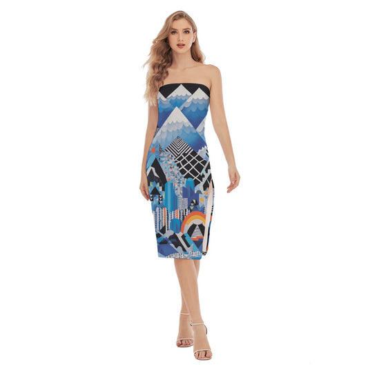 All-Over Print Women's Side Split Tube Top Dress