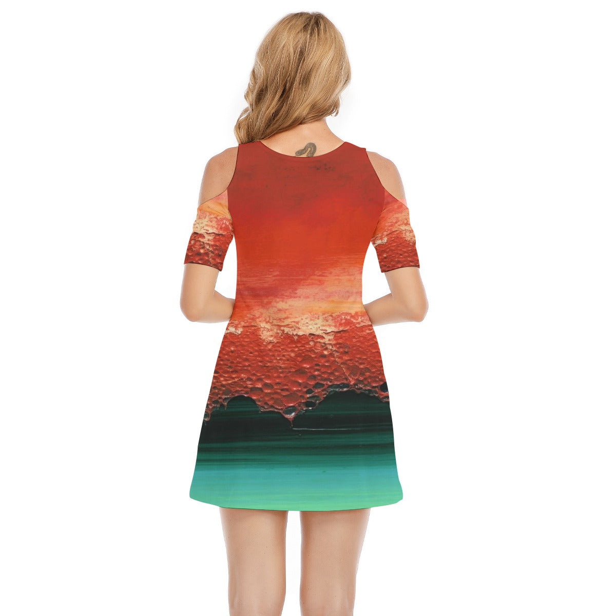 All-Over Print Women's Cold Shoulder Dress | 190GSM Cotton