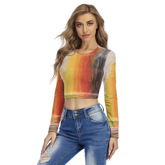 All-Over Print Women's Round Neck Crop Top T-Shirt