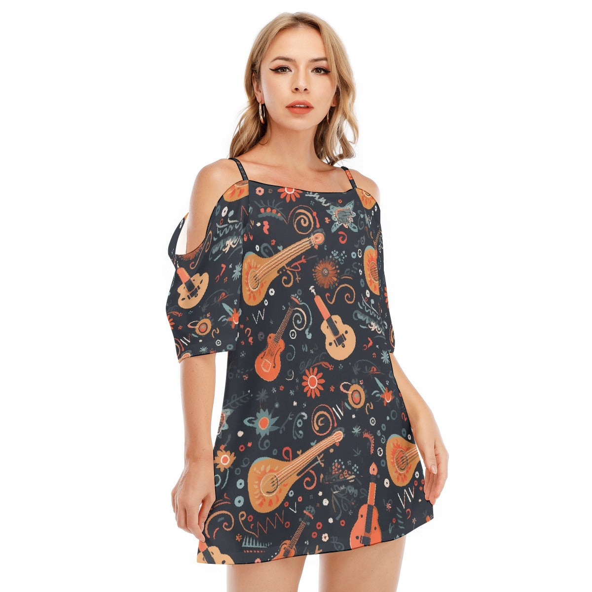 All-Over Print Women's Off-shoulder Cami Dress