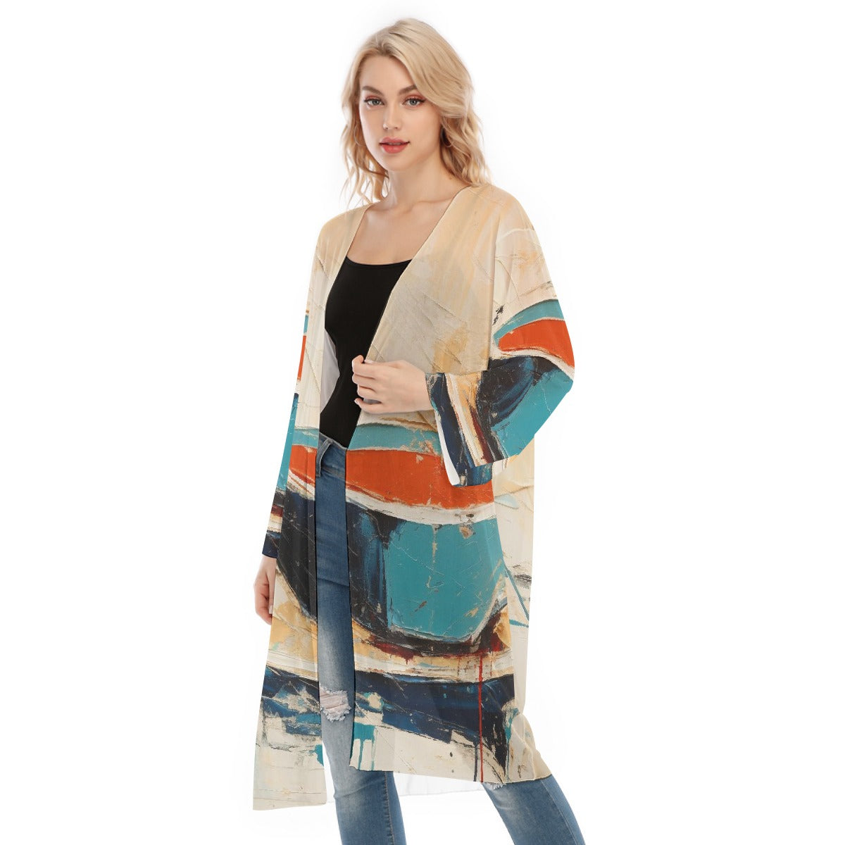 All- Over Print Women's Long Sleeve Mesh Cardigan