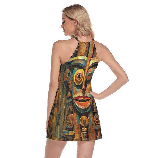 All-Over Print Women's Round Neck Above Knee Dress