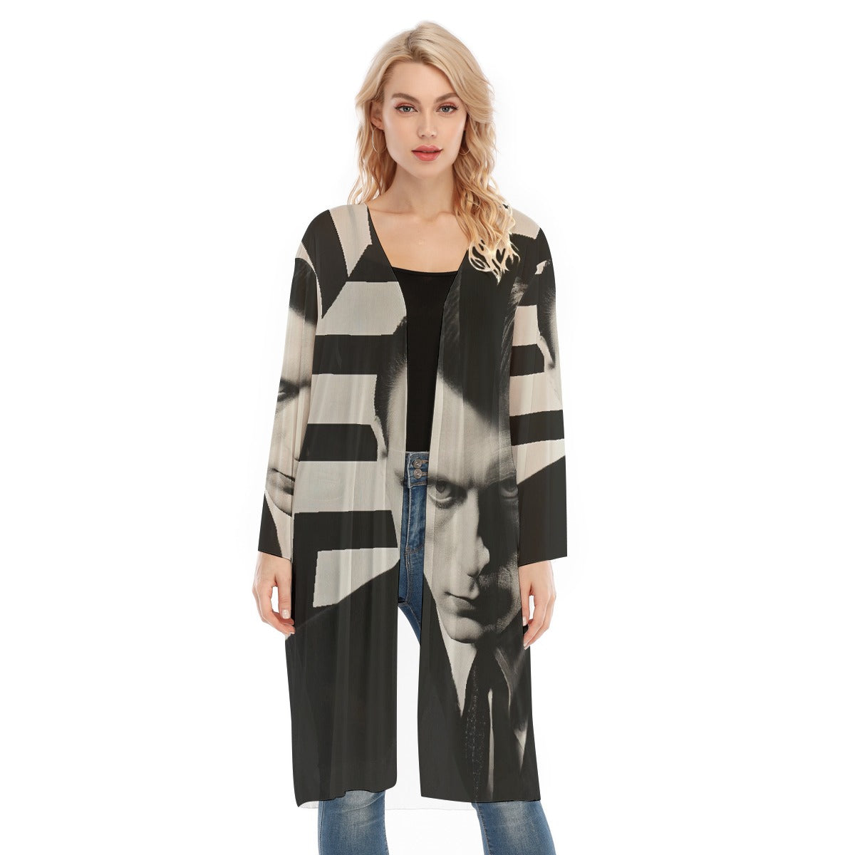 All- Over Print Women's Long Sleeve Mesh Cardigan