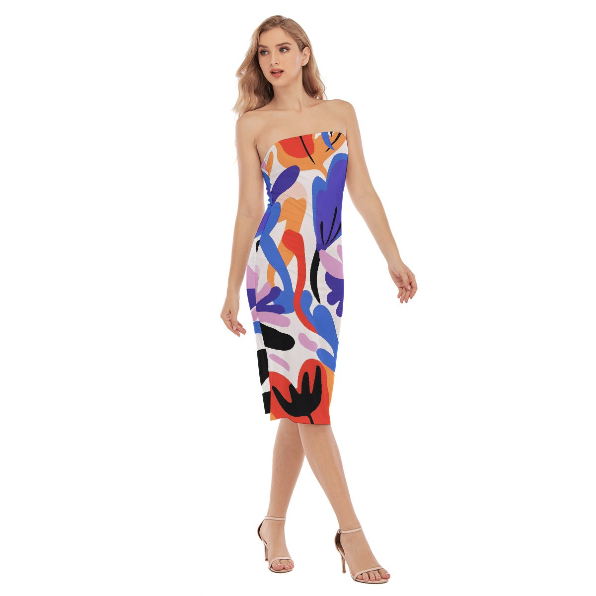 All-Over Print Women's Side Split Tube Top Dress