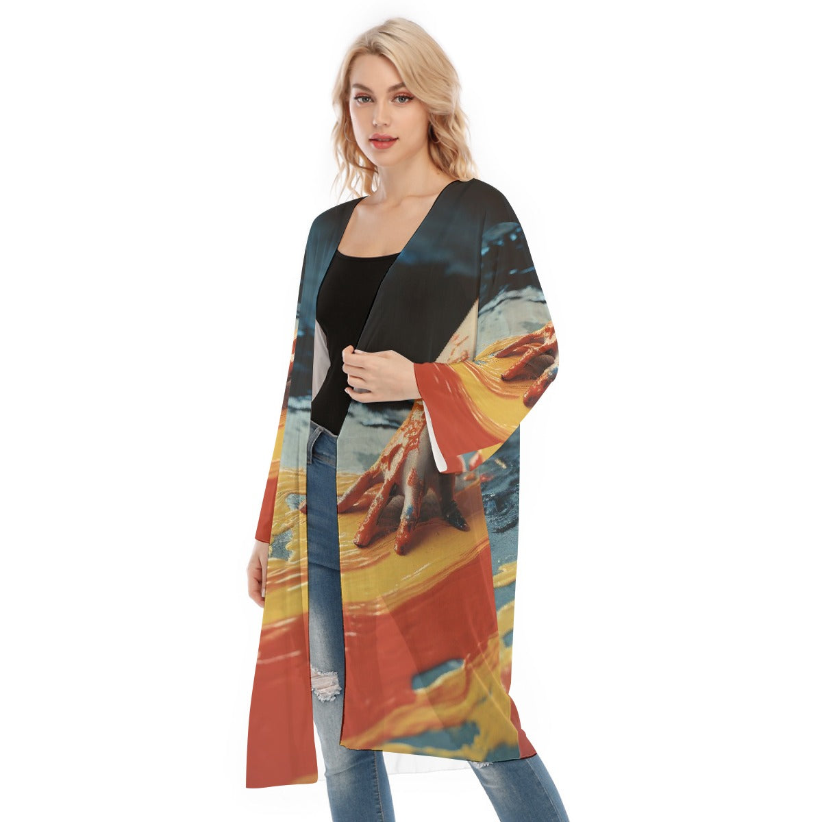 All- Over Print Women's Long Sleeve Mesh Cardigan