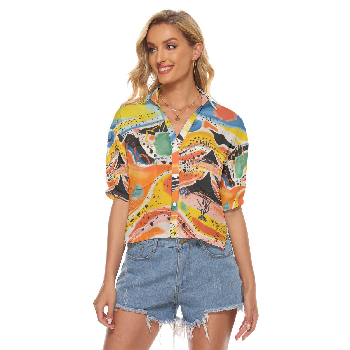 All-Over Print Women's V-neck Shirts