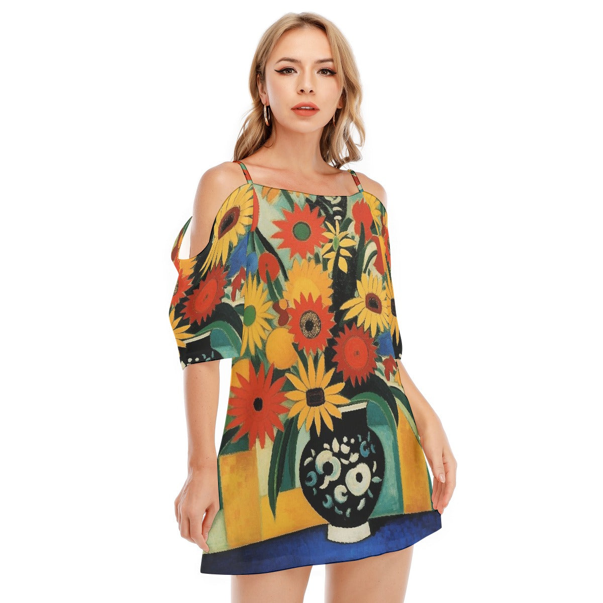 All-Over Print Women's Off-shoulder Cami Dress