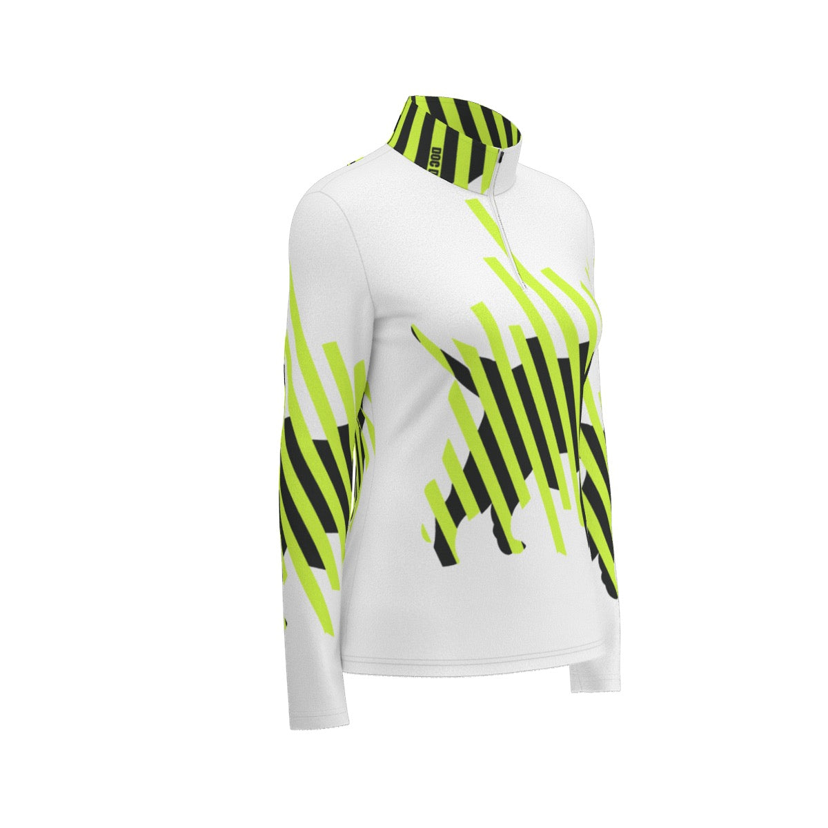 All-Over Print Women's Sports Collar Jersey With Long Sleeve