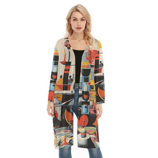 All- Over Print Women's Long Sleeve Mesh Cardigan