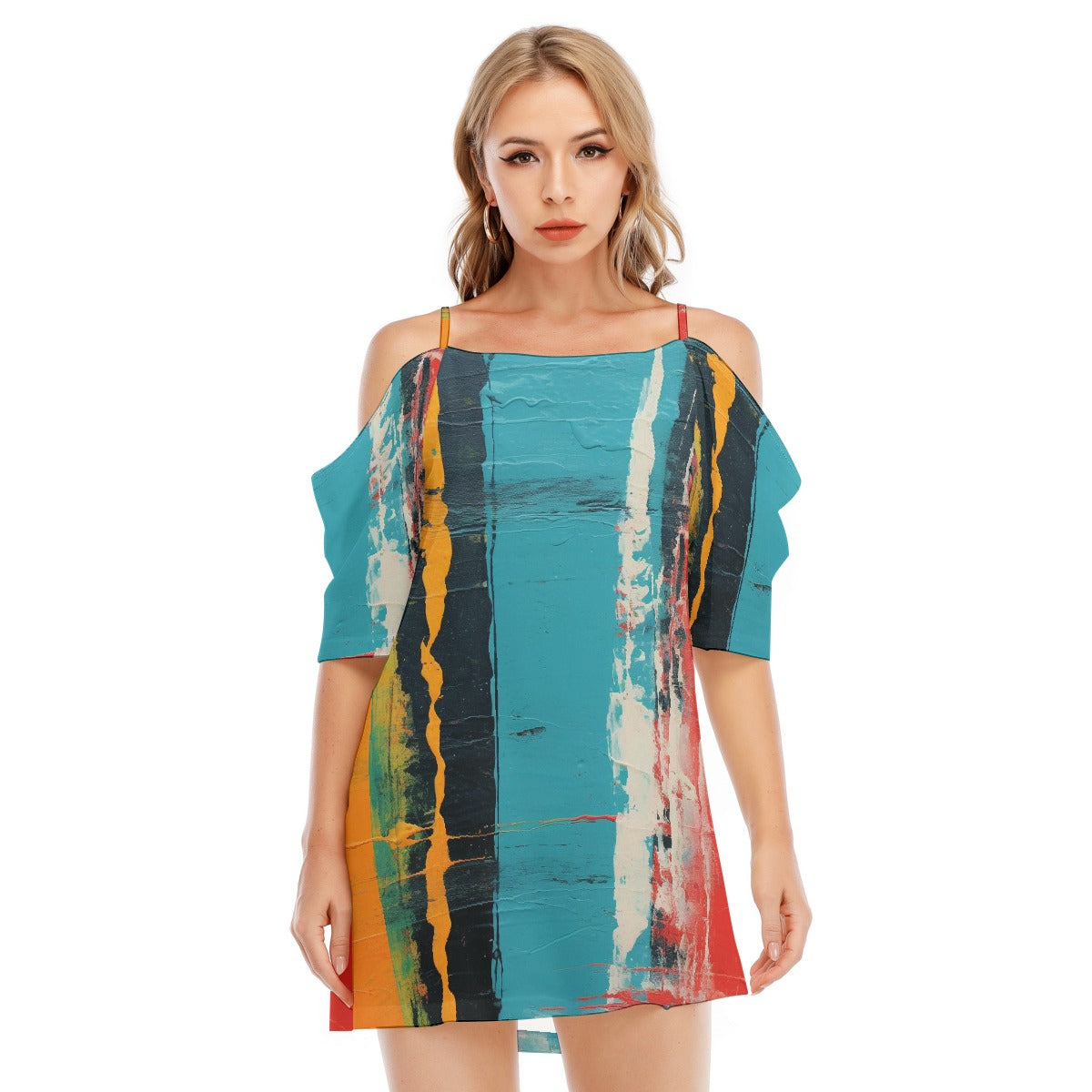 All-Over Print Women's Off-shoulder Cami Dress