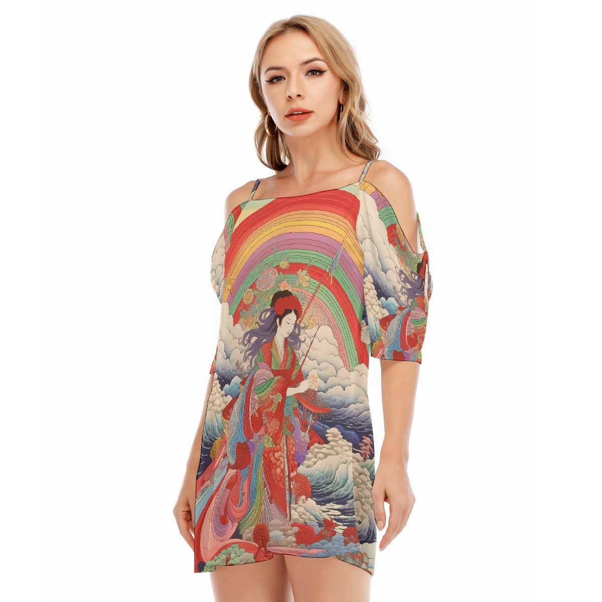 All-Over Print Women's Off-shoulder Cami Dress