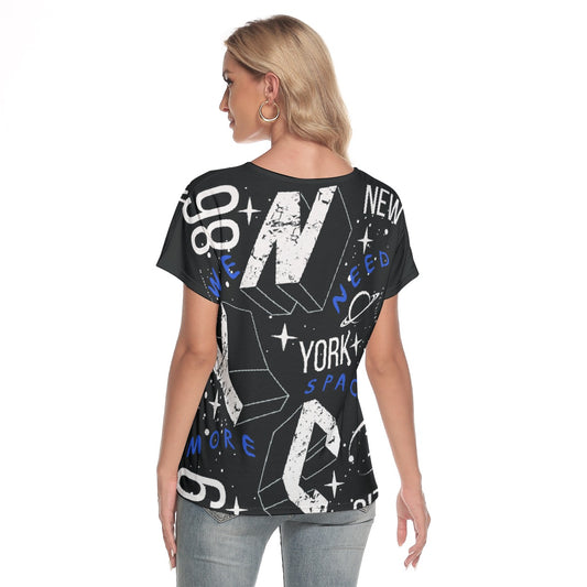 All-Over Print Women's Loose V-neck Short Sleeve T-shirt