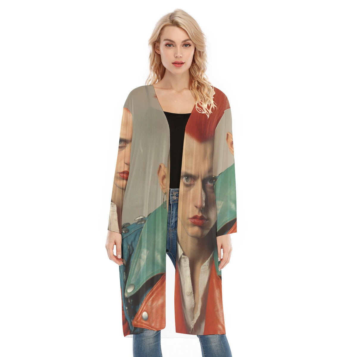 All- Over Print Women's Long Sleeve Mesh Cardigan