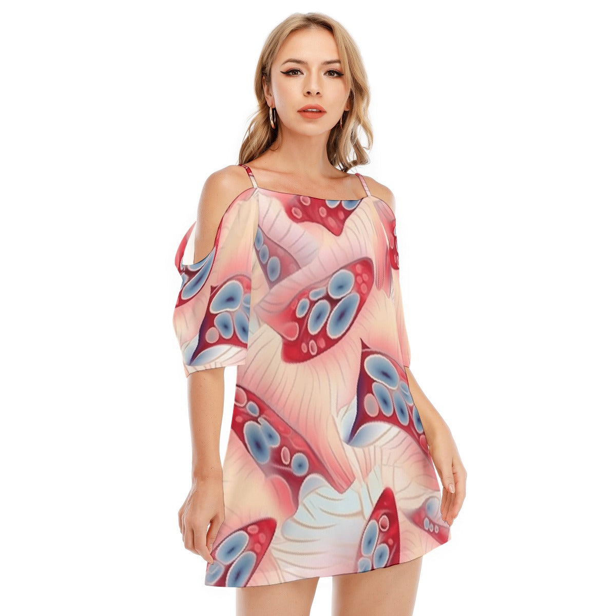 All-Over Print Women's Off-shoulder Cami Dress