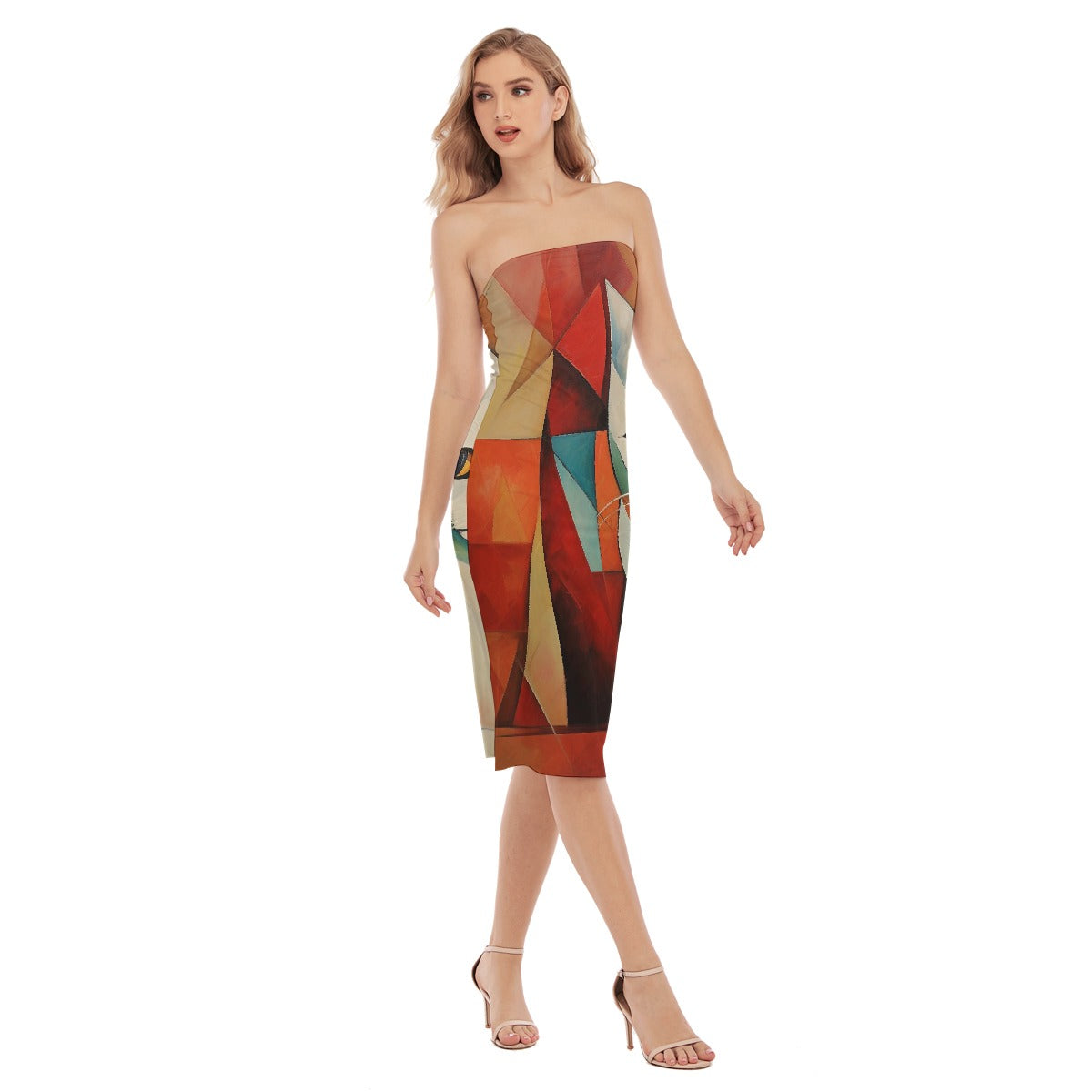 All-Over Print Women's Side Split Tube Top Dress