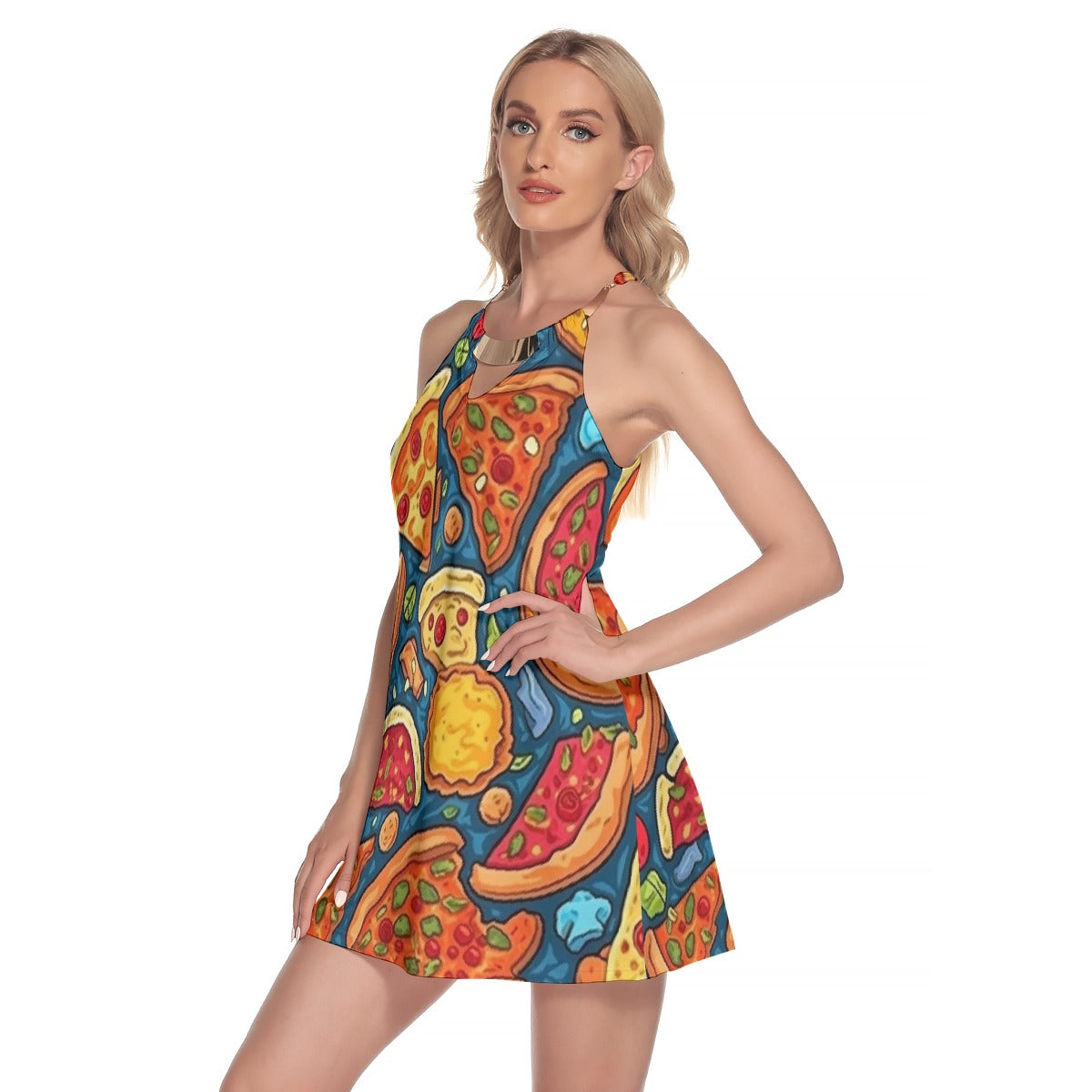 All-Over Print Women's Round Neck Above Knee Dress